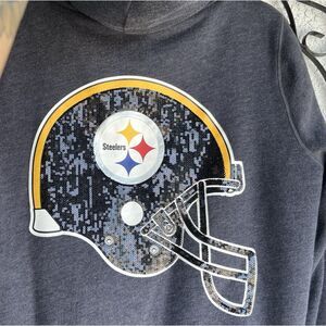 PINK VS NFL Pittsburgh Steelers Faux Fur Lined Sequins Jackets- Large- Gray